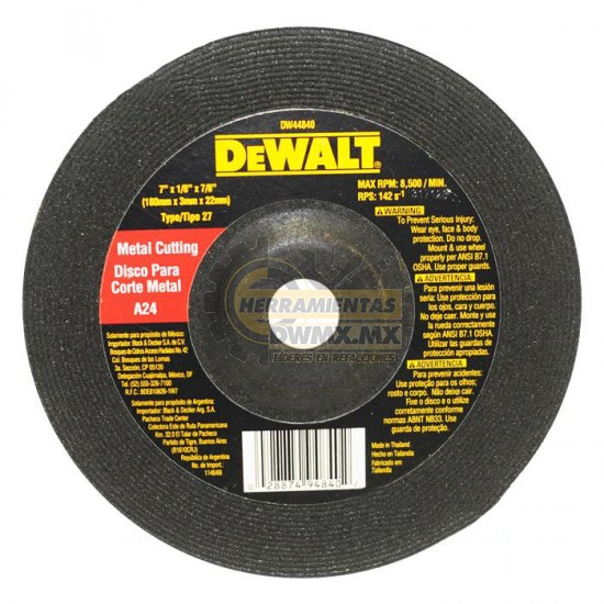 Disco Abrasivo Metal DeWalt DW44840 (DW54840)