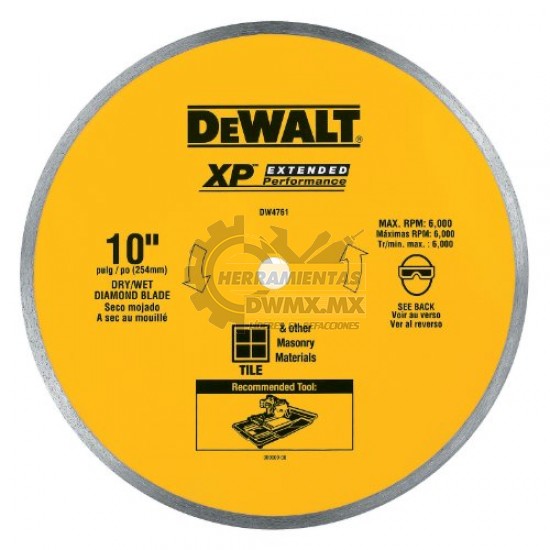 Disco para Cortadora de Cerámica 10" DeWalt DW4761