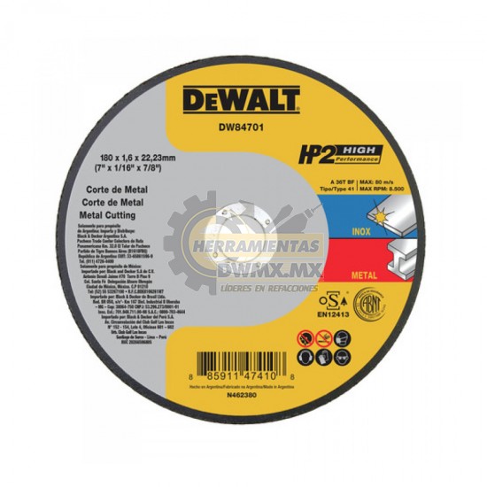 Disco de Corte de Metal 7'' DEWALT DW84701