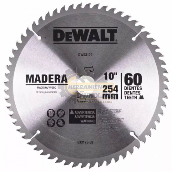 Disco Sierra 10'' X 60T DEWALT DWA03120