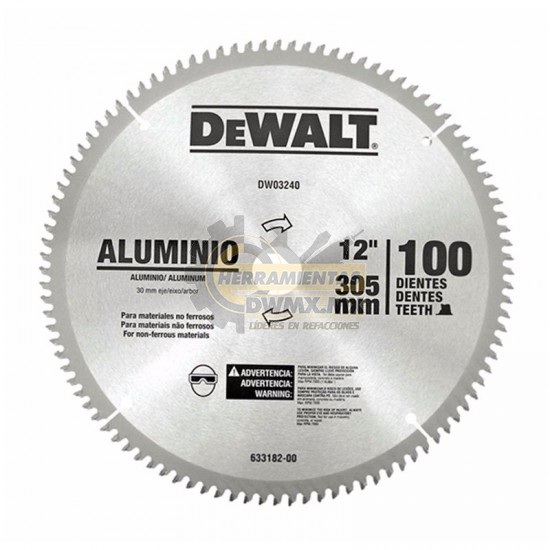 Disco Sierra 12'' x 100T DEWALT DWA03240 Aluminio