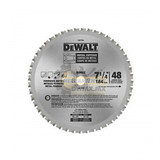 Hoja Sierra para Corte Metal 7-1/4'' x 48T DEWALT DWA7766